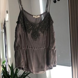 Forever 21 beaded gray tank top- beautiful!